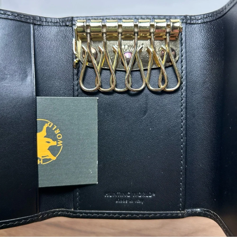 Hunting World Tri-fold Key Case Holder, Durable Small Black Nylon Wallet, EUC